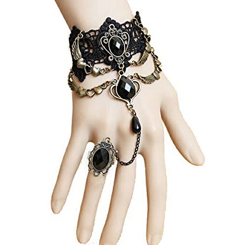 Damen Echtschmuck Ring Edelstahl Trendiges schwarzes Lederarmband mit Einer Spitze Partyring Ringe Für Männer Wolf (c-Multicolor, One Size) von Tonsee Accessoire