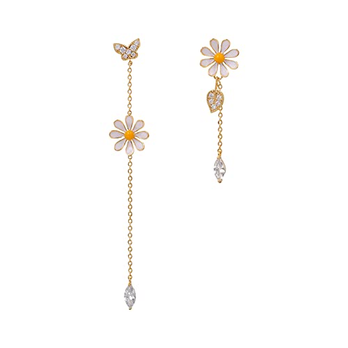 Tonsee Accessoire Damen-Edelstahl-Ohrringe Gänseblümchen-Ohrringe für Teenager-Mädchen Minimalistische Piercing-Ohrstecker Trendige Ohrringe Hunde Ohrringe Damen (f-Gold, One Size) von Tonsee Accessoire