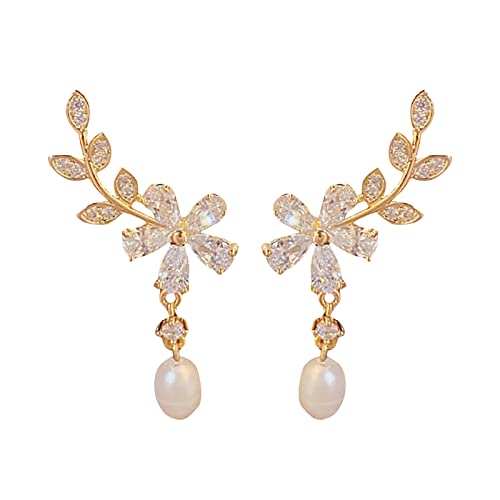 Tonsee Accessoire Damen Edelstahl Ohrringe Micro Set Full Diamond Leaf Ohrringe für Teen Girls Minimalist Piercing Studs Trendy Ohrringe Ohrringe Edelstahl Herren (Gold-i, One Size) von Tonsee Accessoire