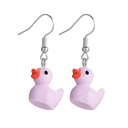 Tonsee Accessoire Damen-Edelstahl-Ohrringe Mode-Karikatur-Tier-Nette Enten-Ohrringe für Frauen-Schmuck-Geschenke Ohrringe Piercing (Purple, One Size) von Tonsee Accessoire