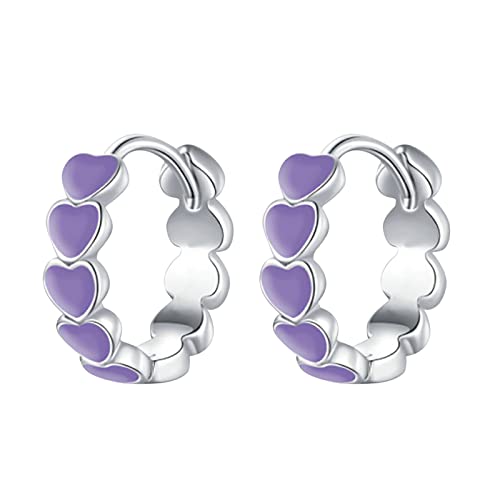 Tonsee Accessoire Damen-Edelstahl-Ohrringe Regenbogen-Liebes-Ohrringe für Teenager-Mädchen Minimalistische Piercing-Ohrstecker Trendige Ohrringe Hunde Ohrringe Damen (e-Purple, One Size) von Tonsee Accessoire