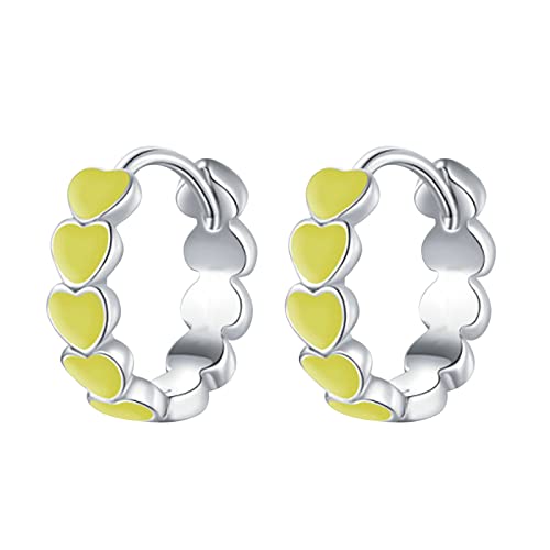 Tonsee Accessoire Damen-Edelstahl-Ohrringe Regenbogen-Liebes-Ohrringe für Teenager-Mädchen Minimalistische Piercing-Ohrstecker Trendige Ohrringe Hunde Ohrringe Damen (e-Yellow, One Size) von Tonsee Accessoire