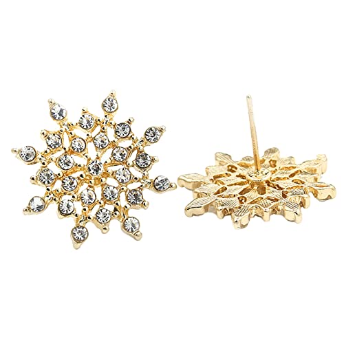 Damen-Edelstahl-Ohrringe Schneeflocke-Strass-Ohrringe Thin Dangle Schneeflocke Elegante Strass-Ohrringe Hochzeit Frauen Zubehör Schmuck Schneeflocke-Ohrringe Lange Ohrringe Perlen (1-Gold, One Size) von Tonsee Accessoire