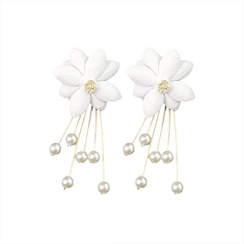 Damen Edelstahl Ohrringe mit Perle Ohrringe Blumenlicht Wilde Ohrringe Kleidung Kalte Perlen Accessoires Ohrringe Jungs Silber (I-White, One Size) von Tonsee Accessoire