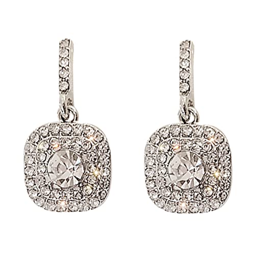 Damen-Edelstahl-Ohrringe mit Zirkonia Silber Nadel Set Quadratische Ohrringe Ohrringe Elegantes Temperament Super Mädchen Herz Ohrringe Zirkon Voller Super Katzen Ohrringe Damen (Silver-4, One Size) von Tonsee Accessoire