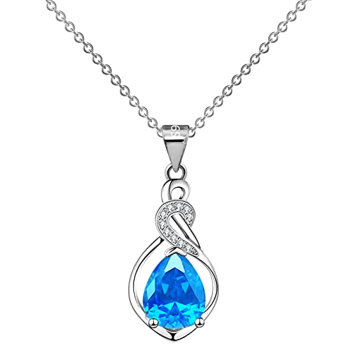 Damen Halskette -Halsketten-Frau, die schillernden -Anhänger schlägt -Anhänger-Frau Kette 925 Silber Mit Anhänger (Blue, One Size) von Tonsee Accessoire