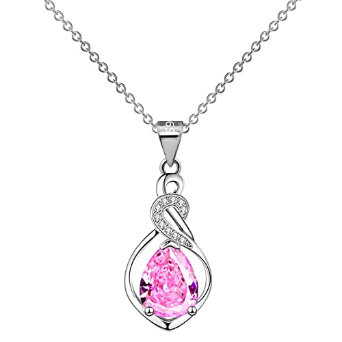 Damen Halskette -Halsketten-Frau, die schillernden -Anhänger schlägt -Anhänger-Frau Kette 925 Silber Mit Anhänger (Pink, One Size) von Tonsee Accessoire