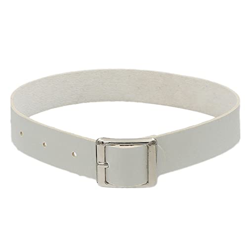 Damen Halskette aus Edelstahl Frauen PU-Leder-Halskette Halsband Punk-Stil Halsband Choker-Halskette europäischen und Retro-Punk-Rock-Leder-Kragen-Kragen mit Klinge Halskette (White, One Size) von Tonsee Accessoire