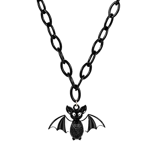 Damen Halsketten Halloween Fledermaus Halskette Männer und Frauen Schwarze Halskette Ghoste Retro Gothic Festival Klassische Lustig Niedlich Spielzeug Trecker Mit Anhänger (color-e, One Size) von Tonsee Accessoire