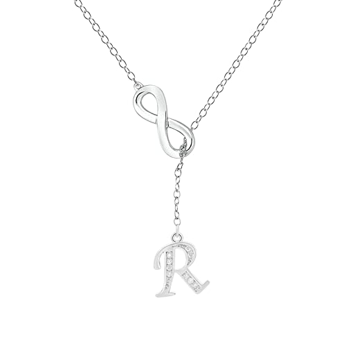 Damen Jewelry Necklaces Jewelry 8-förmige Quasse-Silber-Anfangskette für Frauen Silber-Halsketten für Frauen A-Z-26-Buchstaben-Anfangskette für jugendlich junge Mädchen Schnecken (R, One Size) von Tonsee Accessoire