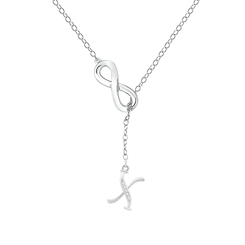 Damen Jewelry Necklaces Jewelry 8-förmige Quasse-Silber-Anfangskette für Frauen Silber-Halsketten für Frauen A-Z-26-Buchstaben-Anfangskette für jugendlich junge Mädchen Schnecken (X, One Size) von Tonsee Accessoire