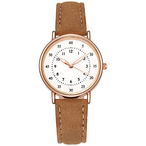 Damen Mode Armbanduhr Ms. Watches Lässige Leder-Analog-Quarzuhr Ms. Armbanduhr Uhr Business Date Casual Watch wasserdichte Damenuhr Mit Armband (Coffee, One Size) von Tonsee Accessoire