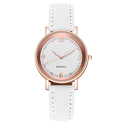 Damen Mode Armbanduhren Damenuhr Nadel leuchtende Uhr Gürtelwaage gepunktete kleine Uhr Sternuhr mattierter Punkt mit römischer Damenuhr Damen Digitaluhr Wasserdicht Gummiarmband (White #1, One Size) von Tonsee Accessoire