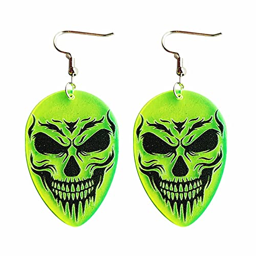 Tonsee Accessoire Damen-Ohrhänger Edelstahl Horror-Halloween-Ohrringe Alien UFO Hexenherd Fluoreszierende Acryl-Ohrringe 16 G Titanohrringe (6-A, One Size) von Tonsee Accessoire