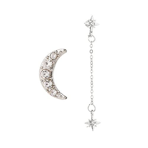 Tonsee Accessoire Damen Ohrring aus Edelstahl Bohren Sie -und Mond-Persönlichkeits-süße kreative Stern-Ohrring-Hohle Art und Weise Nette Ohrringe ene Ohrstecker Für Männer (4-Silver, One Size) von Tonsee Accessoire