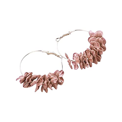 Tonsee Accessoire Damen Ohrringe Feder Boho Stoff Blumen Ohrringe für Retro Frauen Legierung kreative Ohrringe Frauen Temperament Schmuck Verete Ohrringe Für Mädchen (E-Pink, One Size) von Tonsee Accessoire