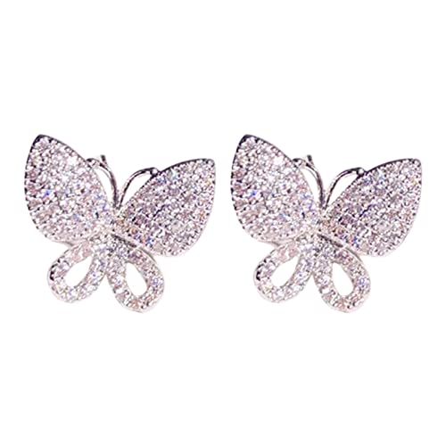 Damen Ohrringe Ohrstecker Classic Zirkonia ButterflyShape Ohrstecker Damen Ohrringe Ohrringe Temperament Fashion Highlight Ohrringe Große Diamantohrringe Für (8-White gold, One Size) von Tonsee Accessoire