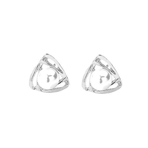 Damen Ohrringe Ohrstecker Retro dreieckige Perlenohrringe dünn baumeln Herz hohle elegante Perlenohrringe Hochzeit Frauen Zubehör Schmuck dreieckige Ohrringe für Ohrclips Für (H-Silver, One Size) von Tonsee Accessoire