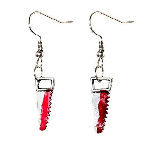 Damen Ohrringe aus Stainless Steel Scheren-Tropfen-Ohrringe für Frauen-Mädchen-Blut gedruckte Scheren-Ohrringe Hallowee-Party-Horror-Ohrringe Ohrringe Schraubenschlüssel (B, One Size) von Tonsee Accessoire