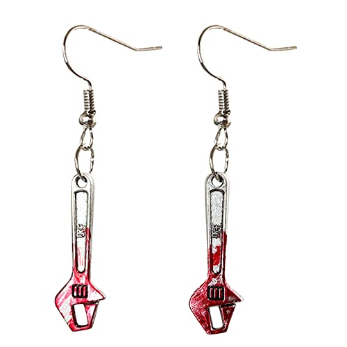 Damen Ohrringe aus Stainless Steel Scheren-Tropfen-Ohrringe für Frauen-Mädchen-Blut gedruckte Scheren-Ohrringe Hallowee-Party-Horror-Ohrringe Ohrringe Schraubenschlüssel (D, One Size) von Tonsee Accessoire