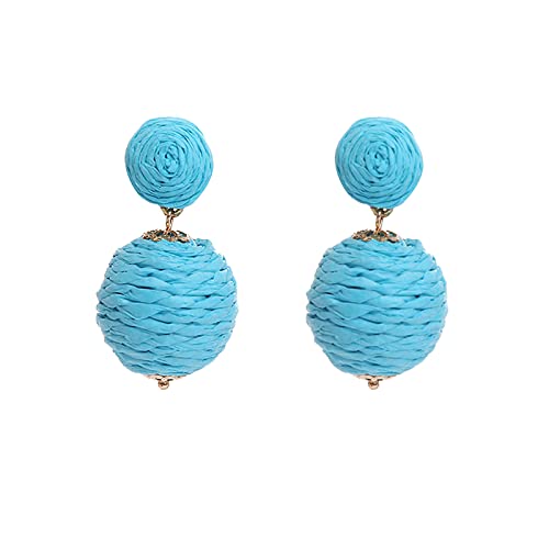 Tonsee Accessoire Damen Ohrstecker Boho Handmade Rattan Ohrringe Geometrische Bast Ohrringe für Frauen Mädchen Sommer Strand Schmuck Ohrringe Hochzeit Silber Zirkonia (5-C, One Size) von Tonsee Accessoire