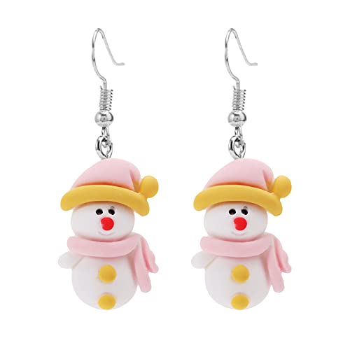 Damen-Ohrstecker Edelstahl Weihnachten Weihnachtsserie Cartoon Harz Schneemann Ohrringe Nette Schneemann Ohrringe Kreatives Sternen Ohrringe Silber (White-d, One Size) von Tonsee Accessoire