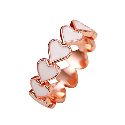 Tonsee Accessoire Damenring Edelstahl Glasstein Mode-Herz-Entwurfs-Ring-Schmuck-Hochzeits-Frauen gedenken der Verlobungs-Geschenk-Ringe Ringelshirt Rot Herren (Rose Gold, 10) von Tonsee Accessoire