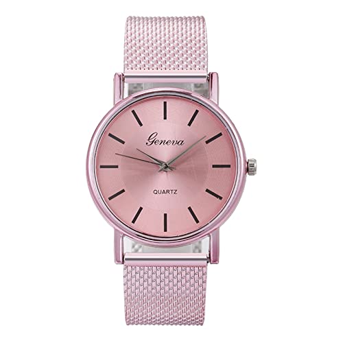 Digital Watch Womens Kleines Ziffernblatt Herren-Quarzuhr Minimalistische Mode Sport Kreativer Edelstahl Wasserdichte Business-Armbanduhr für Herren Ansehen Für Kinder Der Armband (B-Pink, One Size) von Tonsee Accessoire