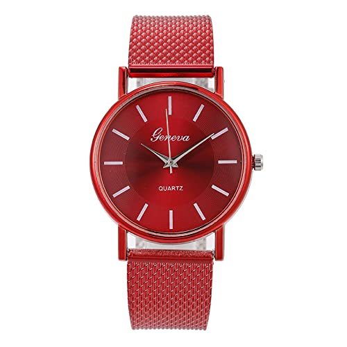 Digital Watch Womens Kleines Ziffernblatt Herren-Quarzuhr Minimalistische Mode Sport Kreativer Edelstahl Wasserdichte Business-Armbanduhr für Herren Ansehen Für Kinder Der Armband (B-Red, One Size) von Tonsee Accessoire