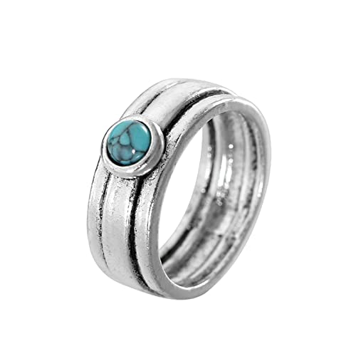 Drum Rings Für Frauen Schmuck ethnische Harz Türkise tibetischen Silber Fingerringe einfache Großhandel blau Boho Ring Vintage Ringe Herren Ringe Türkei (C, One Size) von Tonsee Accessoire