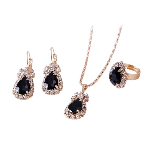 Echter Schmuck Damen Für Frauen Ohrringe Wasser Schmuck Mädchen Mode Liebe und Set Schmuck Personalisierte Ring Tropfen Halskette Anhänger Schmuck Sets Schmuckleiste (Black-d, One Size) von Tonsee Accessoire