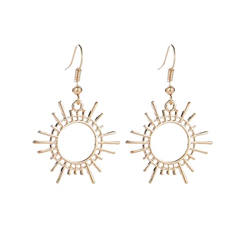 Tonsee Accessoire Edelstahl Ohrringe Sun Gold Silber Ohrring Vintage Gear Drop Ohrringe Haken Ohrringe für Frauen Mädchen Ohrringe Neon Kinder (Gold, One Size) von Tonsee Accessoire