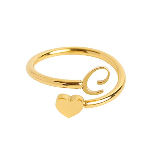 Ehepaar Ringe to My Granddaughter Dainty Initial Heart Ring 26 Letter Heart Ring Simple Fashion Jewelry Beliebte Accessoires Kinder Ringe Für Mädchen 3 Jahre (C, One Size) von Tonsee Accessoire