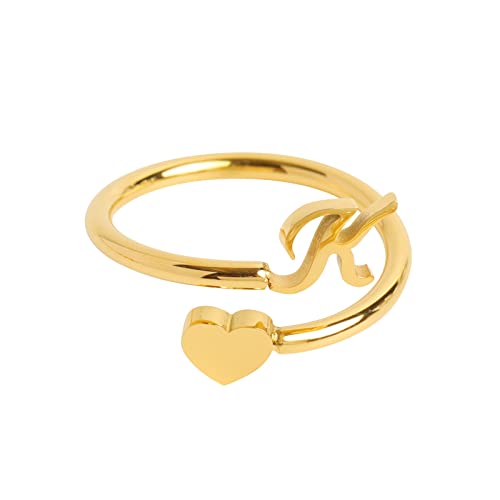 Ehepaar Ringe to My Granddaughter Dainty Initial Heart Ring 26 Letter Heart Ring Simple Fashion Jewelry Beliebte Accessoires Kinder Ringe Für Mädchen 3 Jahre (K, One Size) von Tonsee Accessoire
