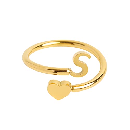 Ehepaar Ringe to My Granddaughter Dainty Initial Heart Ring 26 Letter Heart Ring Simple Fashion Jewelry Beliebte Accessoires Kinder Ringe Für Mädchen 3 Jahre (S, One Size) von Tonsee Accessoire