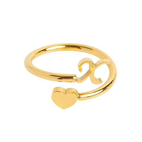Ehepaar Ringe to My Granddaughter Dainty Initial Heart Ring 26 Letter Heart Ring Simple Fashion Jewelry Beliebte Accessoires Kinder Ringe Für Mädchen 3 Jahre (X, One Size) von Tonsee Accessoire