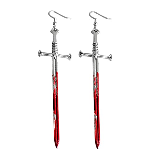 Tonsee Accessoire Elegant Stern Damen Ohrhänger Axt Zähne Ohrringe Für Frauen Mädchen Blut Gedruckt Gothic Scissor Ohrringe Halloween Party Horror Ohrringe Ohrringe Mehrere Stecker (E, One Size) von Tonsee Accessoire