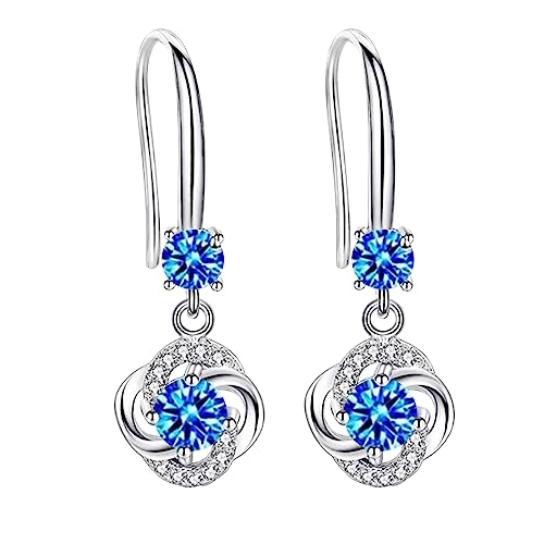 Elegant Stern Damen Ohrhänger Strass-Ohrringe für Frauen und Mädchen, -kreative Ohrclip-Ohrringe, dünn, baumelnd, elegante, gebogene Strass-Ohrringe, Hochzeits-Ohrringe für Frauen (Blue, One Size) von Tonsee Accessoire