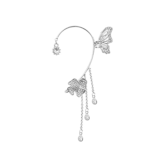 Elegant Stern Damen Ohrhänger Zirkon-Ohrringe im Schmetterlings-Quasten-Stil für Teenager-Mädchen, minimalistische Piercing-Ohrstecker, trendige 2 Paar Ohrringe Kinder Echt Silber (A, One Size) von Tonsee Accessoire