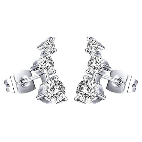 Tonsee Accessoire Elegant Stern Damen Ohrhänger mit Zirkonia Arbeiten Sie Gebogene Funkelnde Zirkon-Ohrring-Ohrringe für Frauen um Ohrringe Hase Silber Kinder (c-Silver, One Size) von Tonsee Accessoire