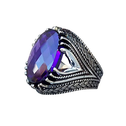 Federstahl Ringe Mode eleganter lila Schmuck Ring Schmuck Verlobter Ring für Frauen und Männer Leuchtende Ringe (Silver, 8) von Tonsee Accessoire