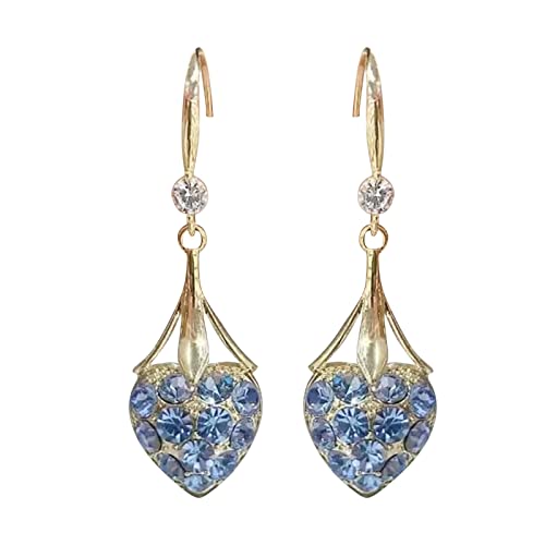 Tonsee Accessoire Frau Ohrringe Herz-Tropfen-Ohrringe für Frauen Statement Ohrstecker mit Zirkon Quaste Modeschmuck Liebe Strass Quaste Ohrringe für Damen Mädchen Hammer Ohrringe (Blue #3, One Size) von Tonsee Accessoire