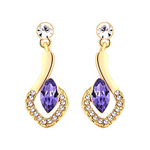 Tonsee Accessoire Frauen Ohrringe Ohrhänger Geometrische Kristall-Schmuck-Ohrringe Premium-grüne Blatt-Ohrringe Vintage Ohrstecker Für Damen (Purple, One Size) von Tonsee Accessoire