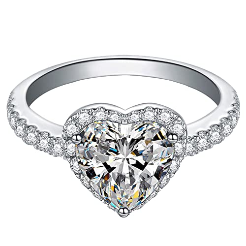 Geometrische Ringe Ring Hochzeit Verlobung Accessoires Herz aus Frauen Schmuck Geschenk Ringe Ringe Gummi (Silver7, 7) von Tonsee Accessoire