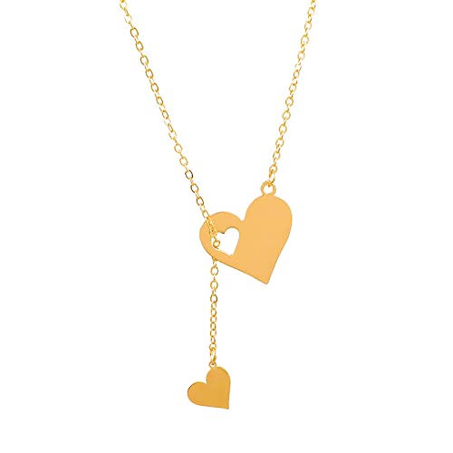 Halskette mit Herzanhänger für Mädchen, Frauen, Freunde, Distanz, Geburtstagsgeschenke Halskette Sterlingsilber (A-Gold, One Size) von Tonsee Accessoire