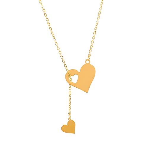 Halskette mit Herzanhänger für Mädchen, Frauen, Freunde, Distanz, Geburtstagsgeschenke Holzkreuz Anhänger (a-Gold, One Size) von Tonsee Accessoire