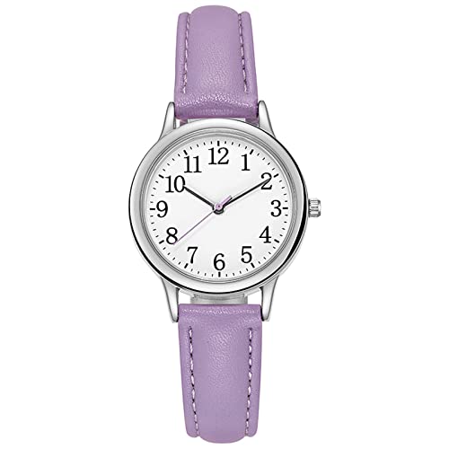 Herren Analog Quarz Uhr mit Echtes Leder Armband Eleganter Quarz mit Trägerband Geschenke Damenuhr Lederuhr minimalistische Modeuhr für Frauen Sportuhr Ohne Batterie (Purple-B, One Size) von Tonsee Accessoire