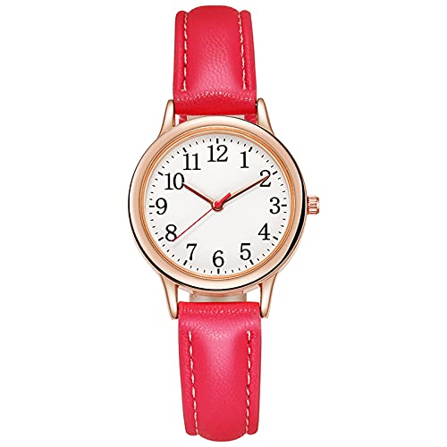 Herren Analog Quarz Uhr mit Echtes Leder Armband Eleganter Quarz mit Trägerband Geschenke Damenuhr Lederuhr minimalistische Modeuhr für Frauen Sportuhr Ohne Batterie (Red-B, One Size) von Tonsee Accessoire