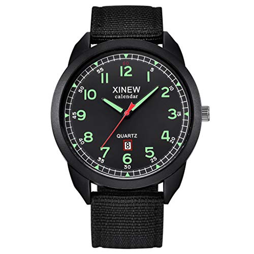 Herren Analog Quarz Uhr mit Nylon Armband Einfache leuchtende Kalenderuhr aus Nylon mit Zifferblatt für den Außenbereich, Quarzarmband, -Herrenuhr für Damen Armbanduhr Eckig Silber (A-1, One Size) von Tonsee Accessoire