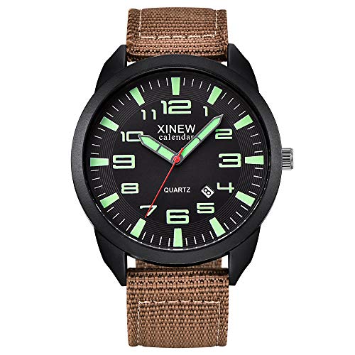 Herren Analog Quarz Uhr mit Nylon Armband Herrenuhr mit Nylonband, leuchtendes Zifferblatt, Quarzkalender, einfache Herrenuhr Armbanduhr Blutdruck Ziffernblatt Mit Zahlen (B #2, One Size) von Tonsee Accessoire